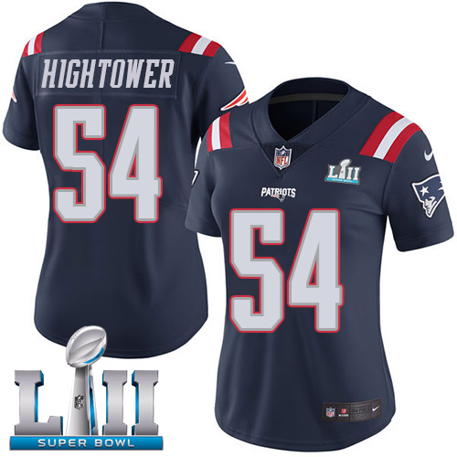 Nike Patriots #54 Dont'a Hightower Navy Blue Super Bowl LII Women's Stitched NFL Limited Rush Jersey